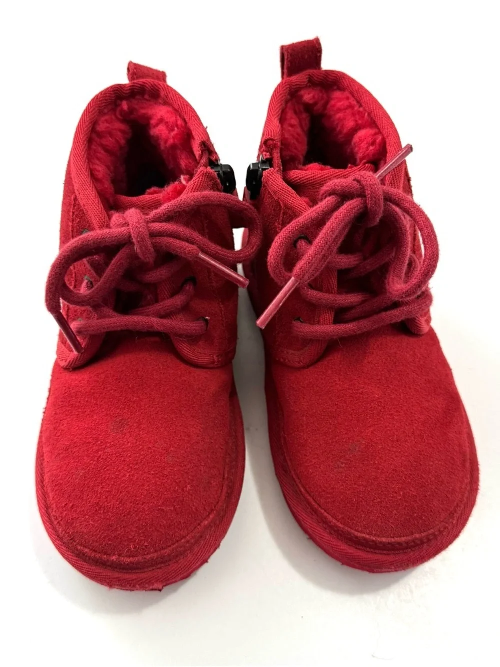 UGG Kids' Toddler Sz 10 Neumel II Chukka Boots Red Suede Cozy Plush Wool Lined